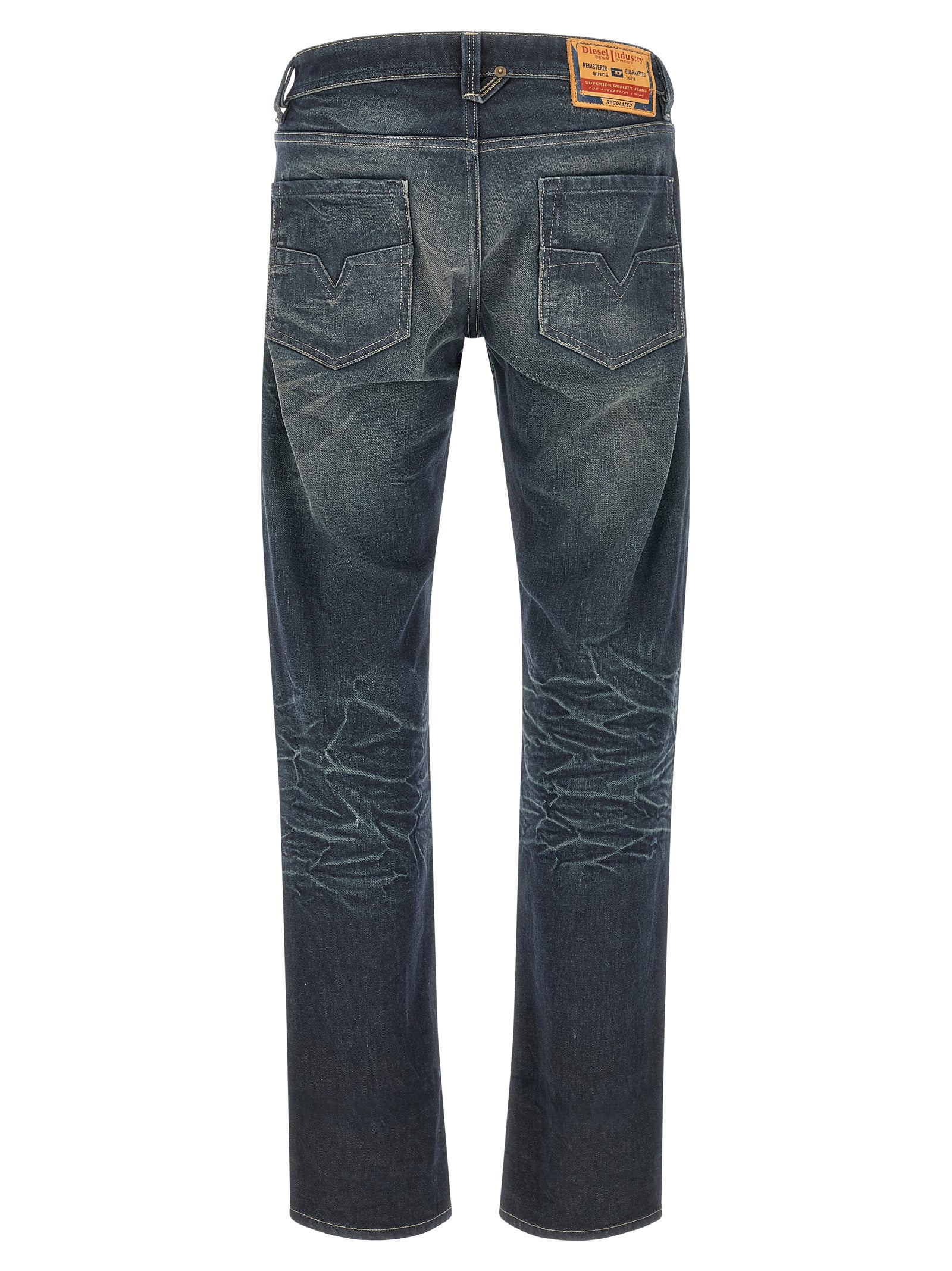 Diesel Blue Cotton Straight-Leg Jeans