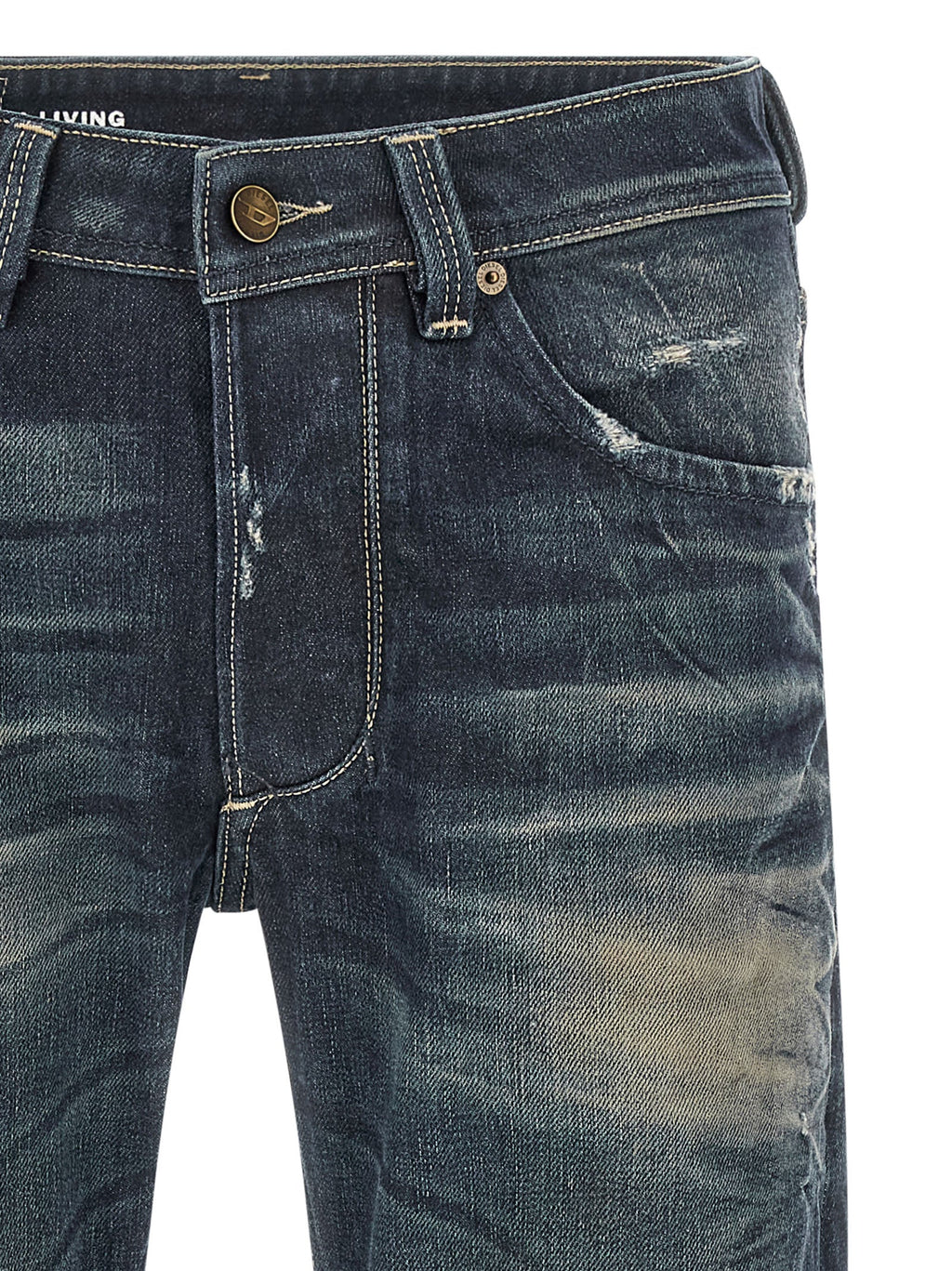 Diesel Blue Cotton Straight-Leg Jeans