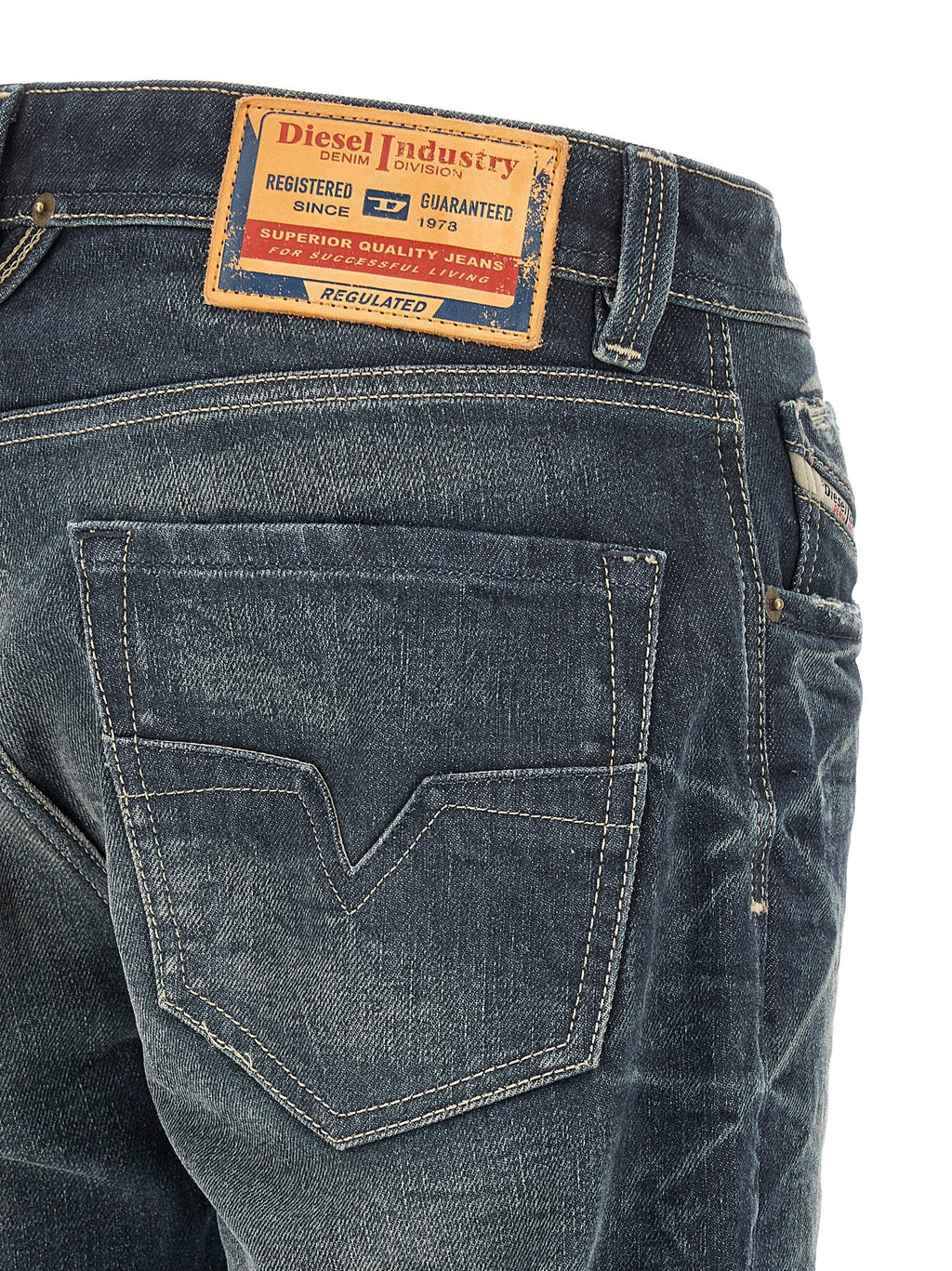 Diesel Blue Cotton Straight-Leg Jeans