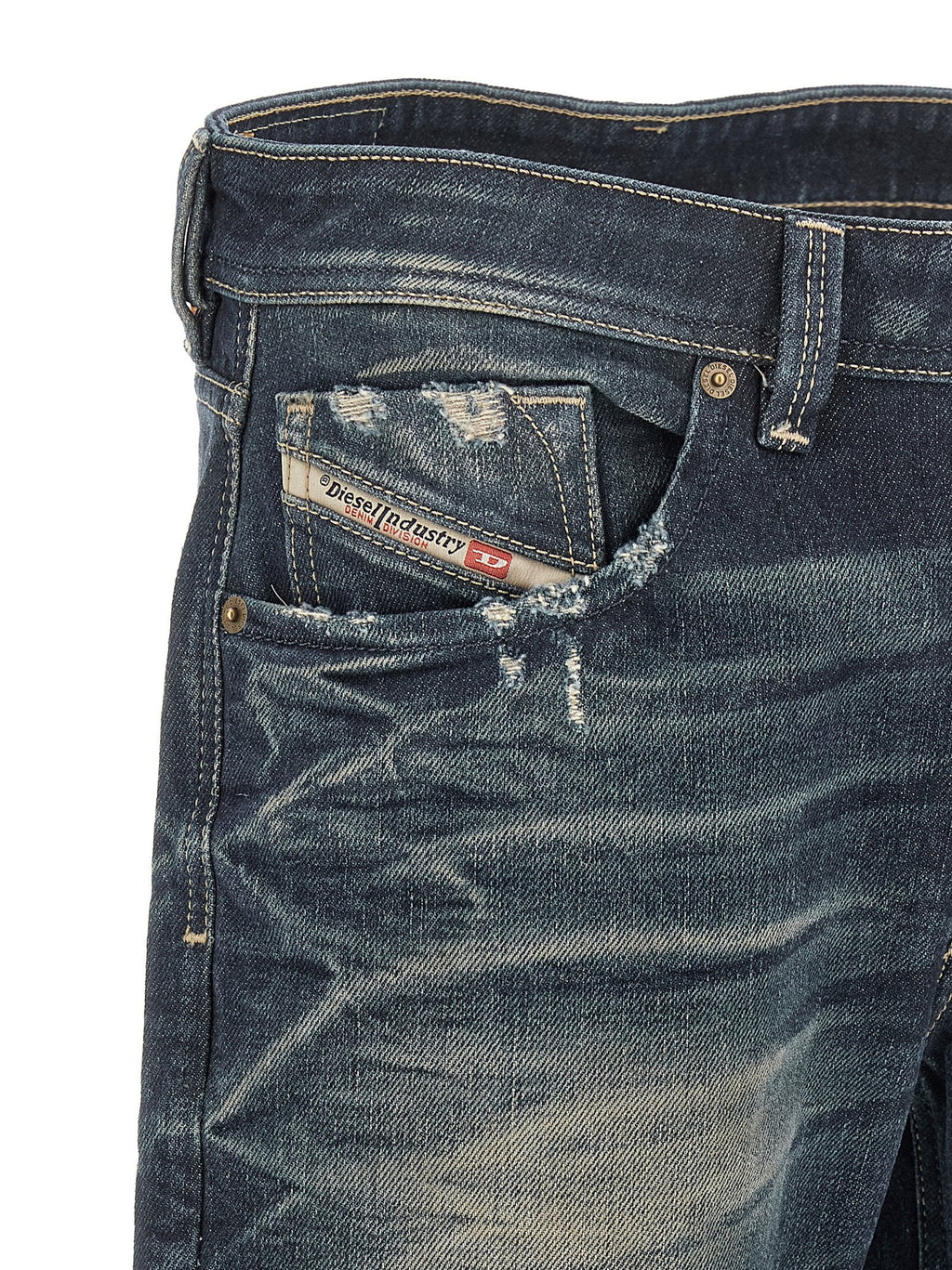 Diesel Blue Cotton Straight-Leg Jeans