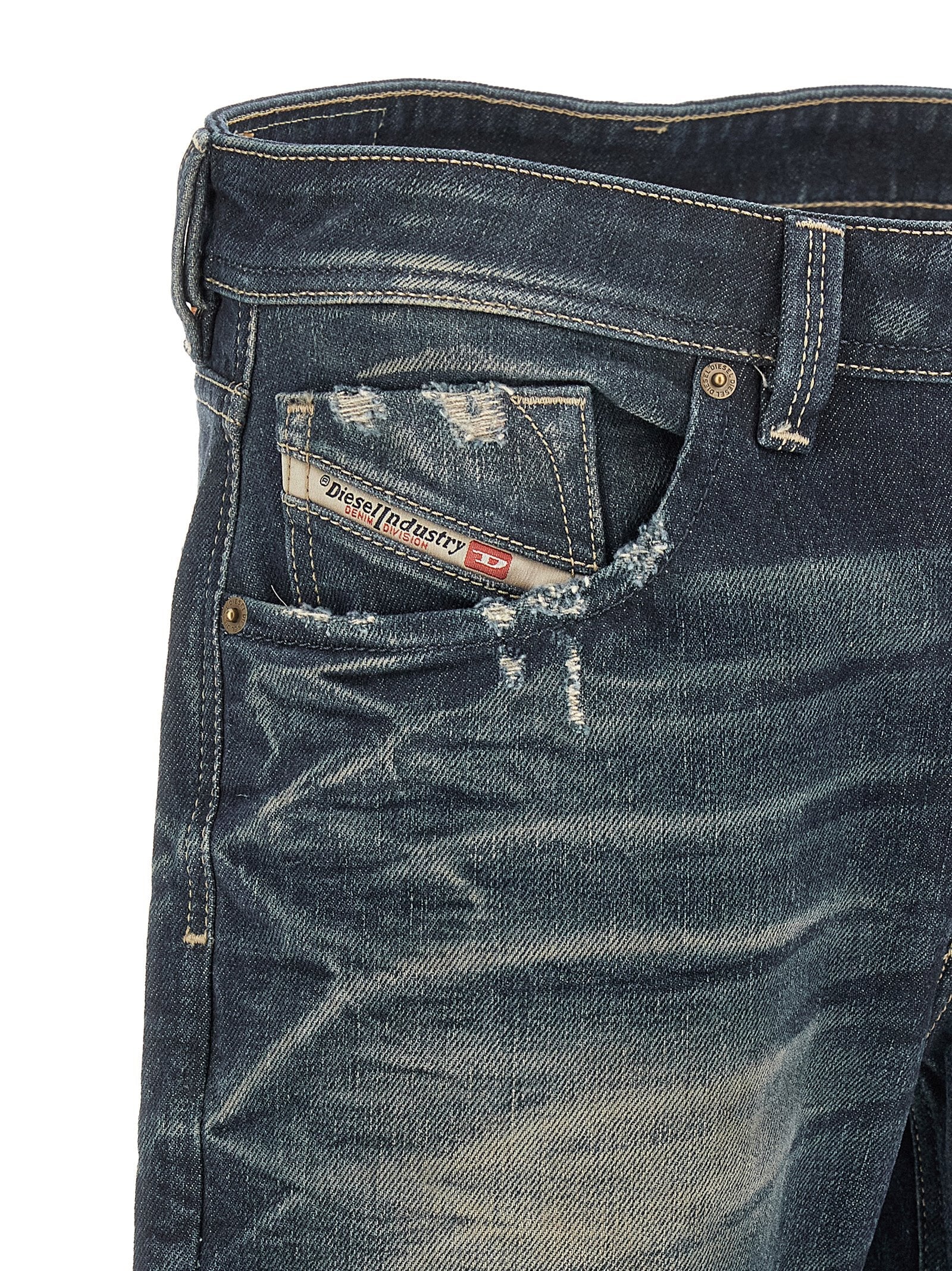 Diesel Blue Cotton Straight-Leg Jeans