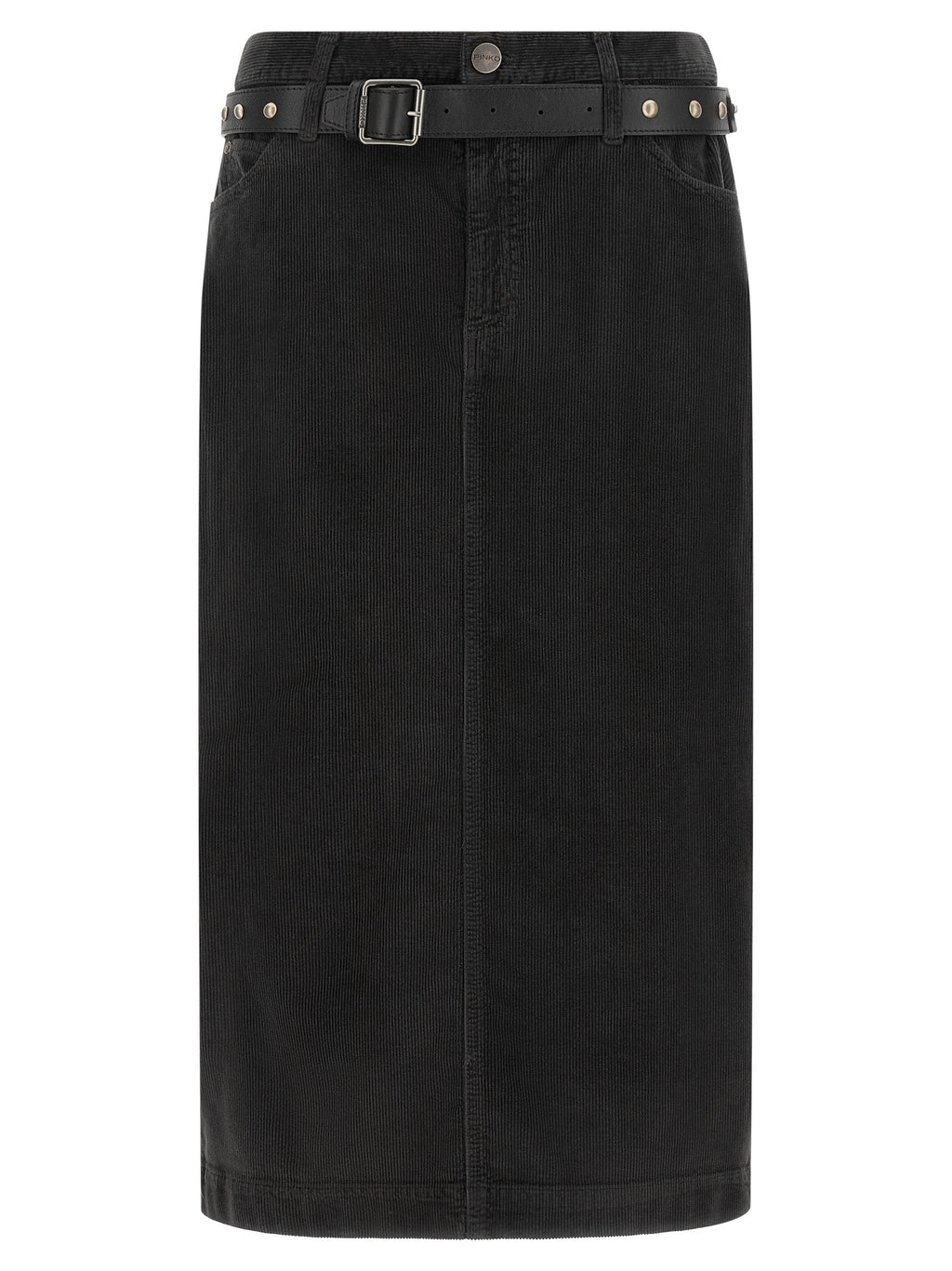 PINKO Black Cotton Midi Skirt