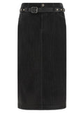 PINKO Black Cotton Midi Skirt