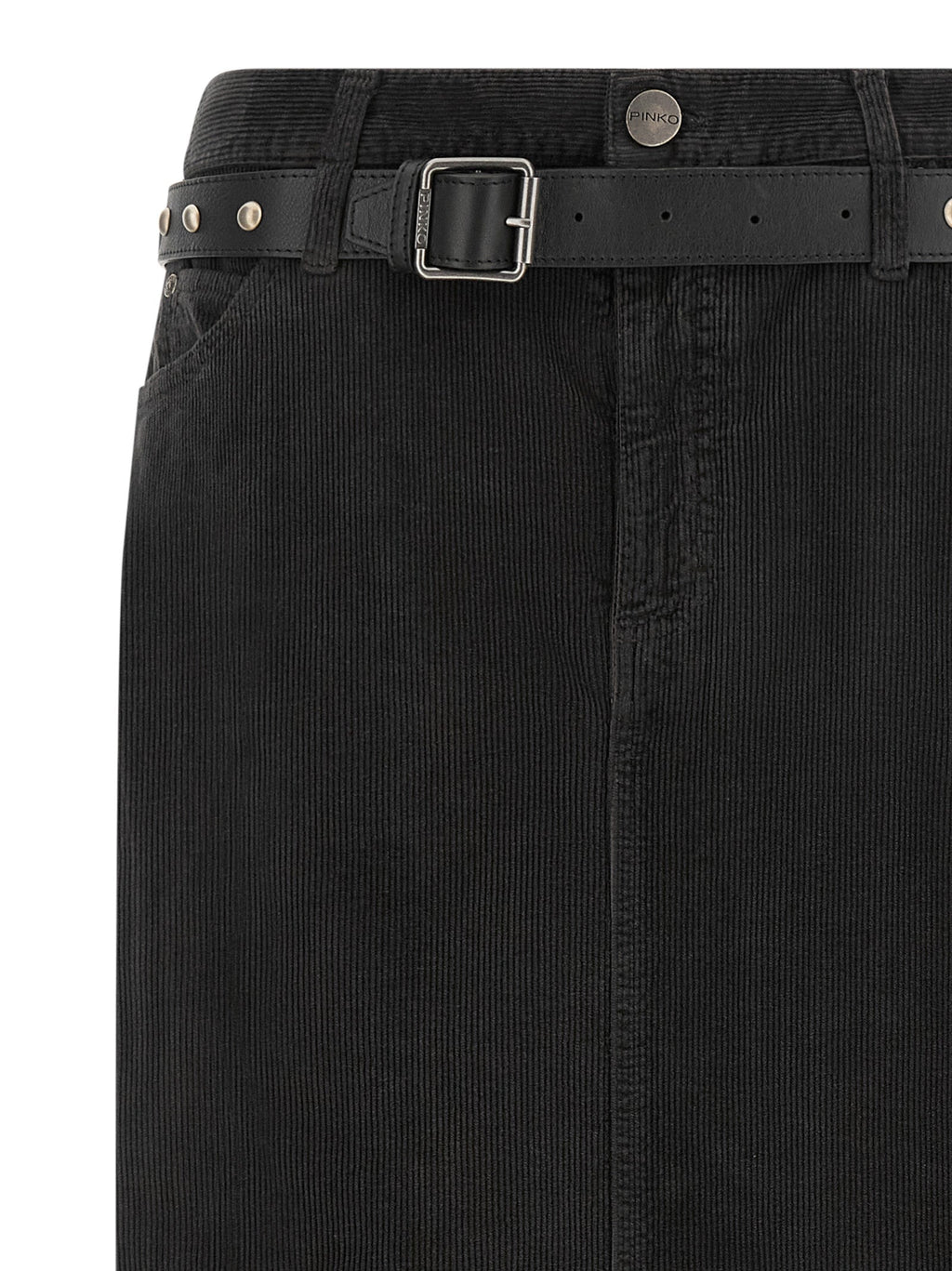 PINKO Black Cotton Midi Skirt
