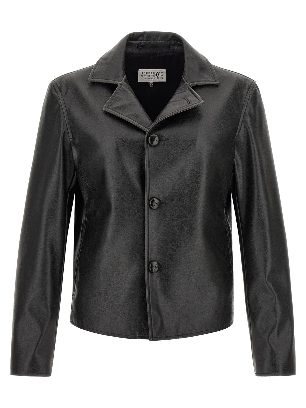 MM6 Maison Margiela Black Polyester Leather Jacket
