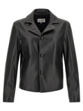 MM6 Maison Margiela Black Polyester Leather Jacket