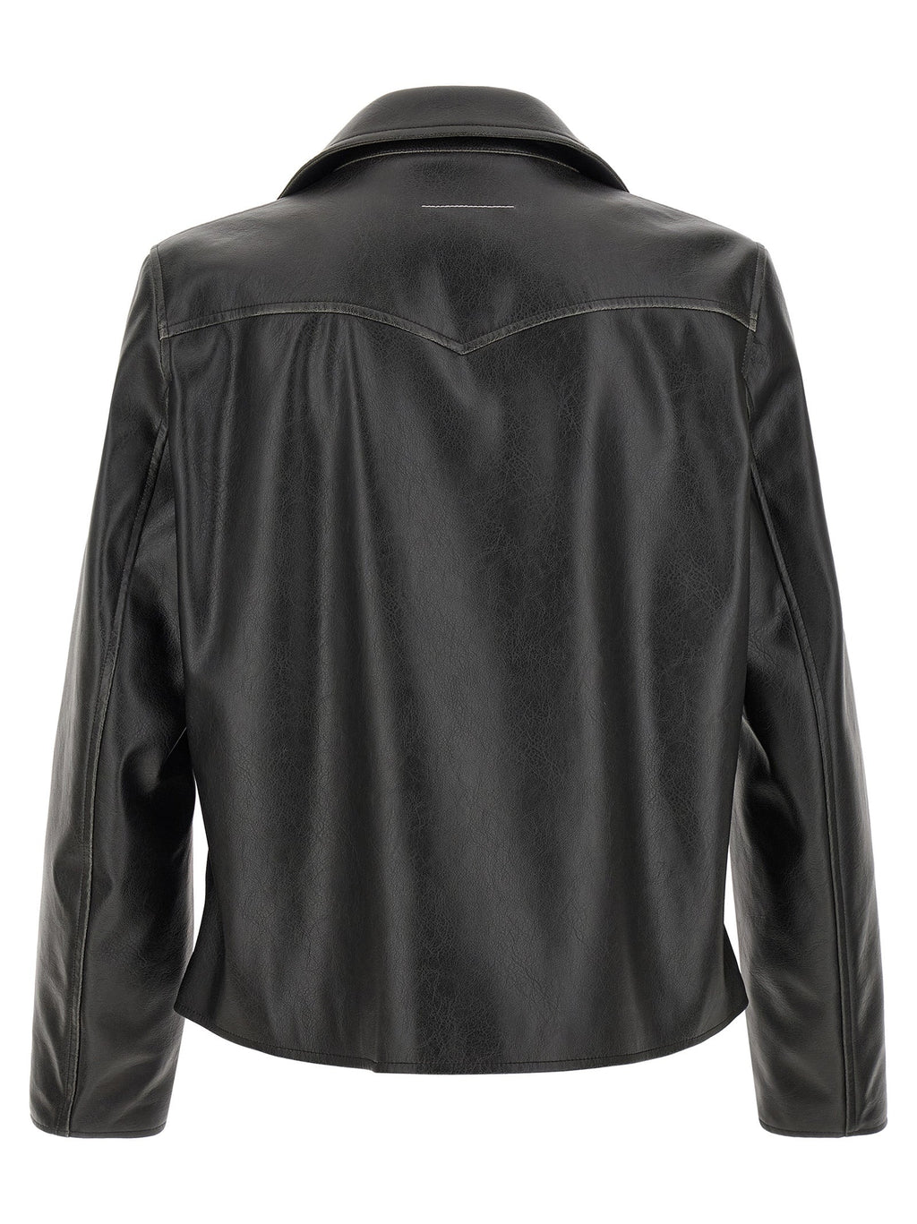 MM6 Maison Margiela Black Polyester Leather Jacket