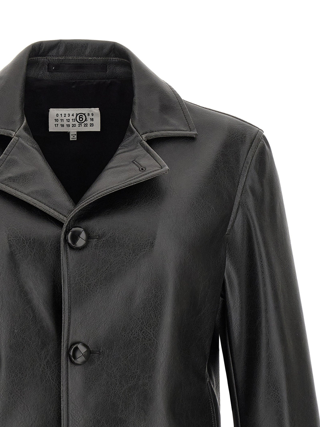 MM6 Maison Margiela Black Polyester Leather Jacket