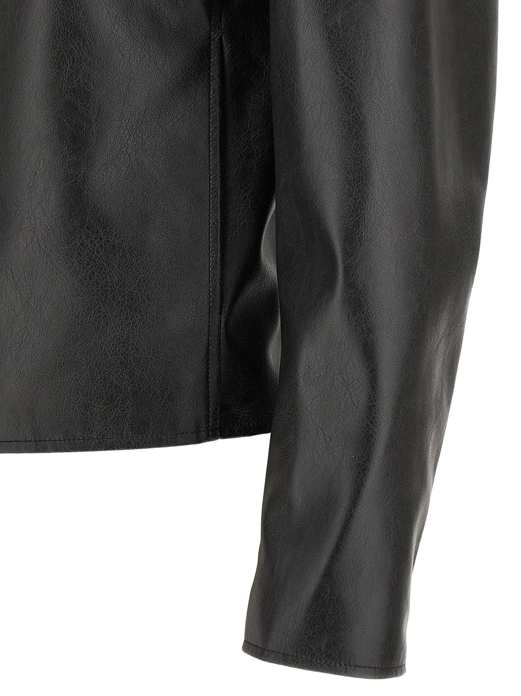 MM6 Maison Margiela Black Polyester Leather Jacket