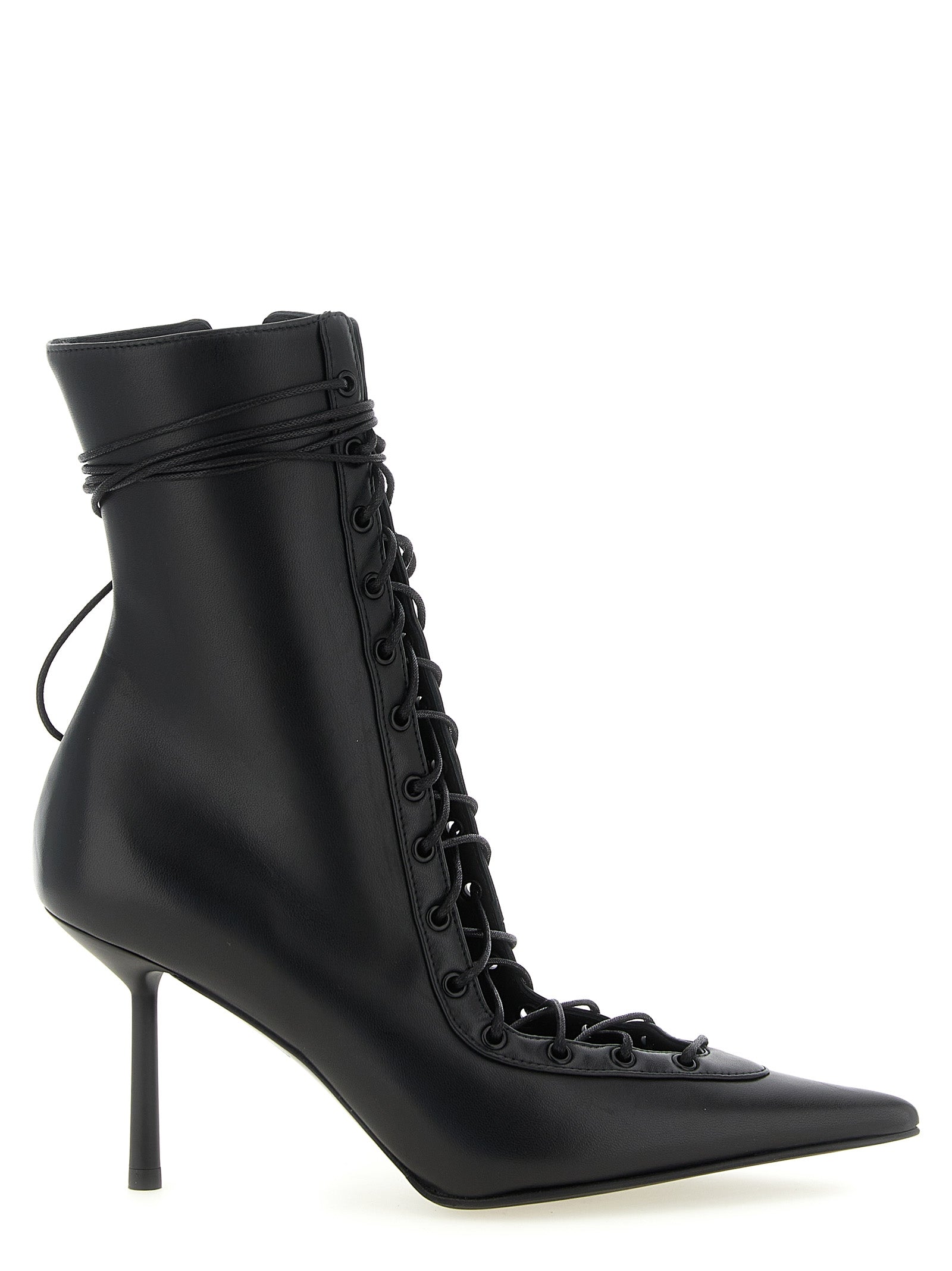 LE SILLA Black Lamb Leather Ankle Boots