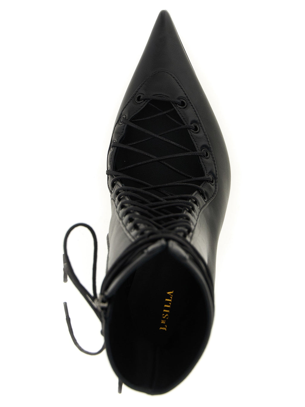 LE SILLA Black Lamb Leather Ankle Boots