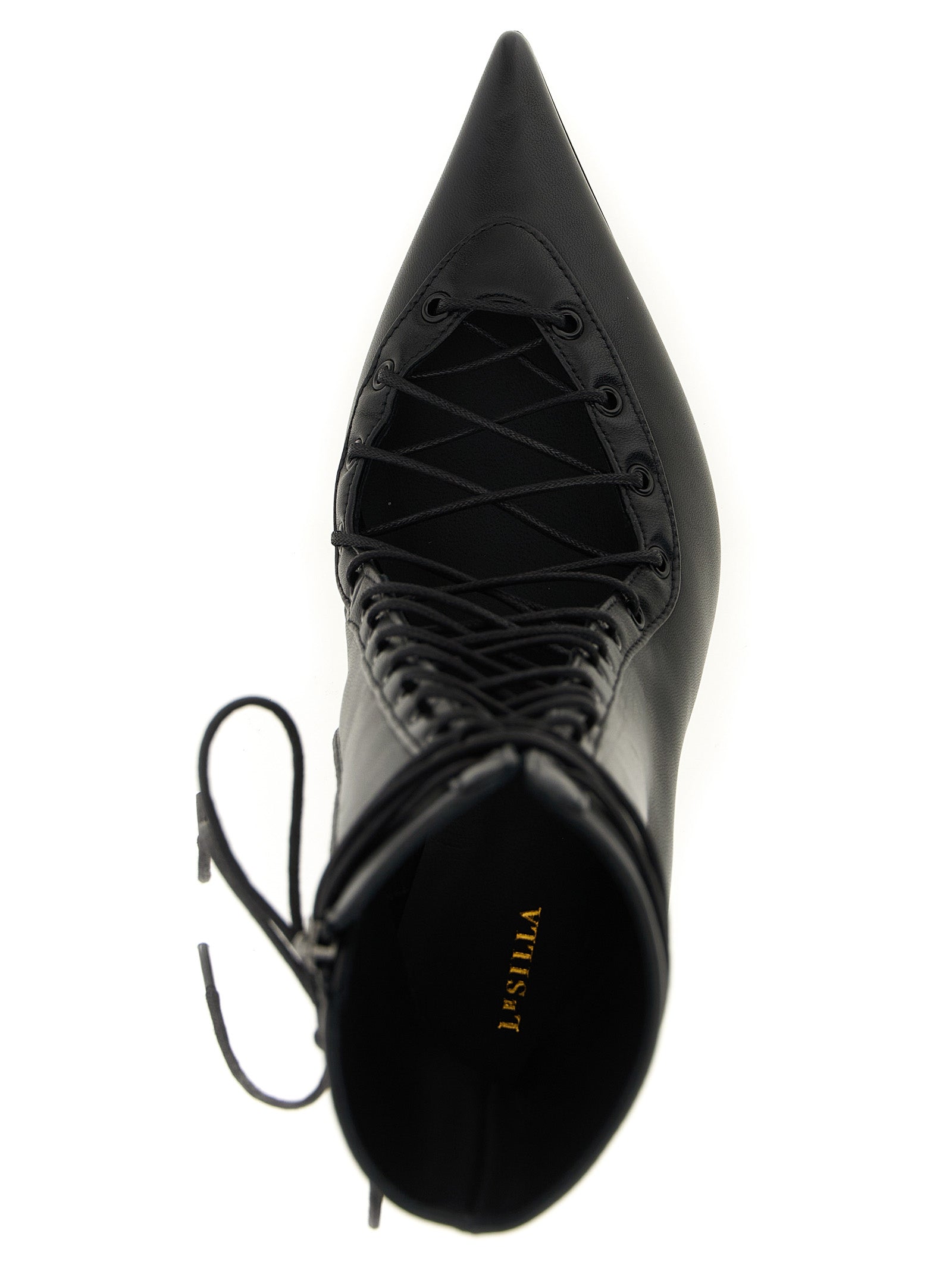 LE SILLA Black Lamb Leather Ankle Boots