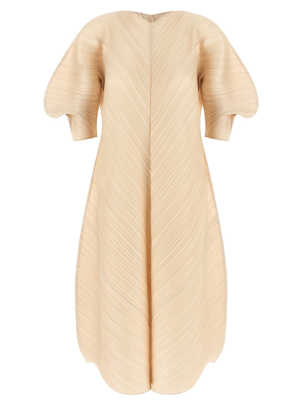 PLEATS PLEASE ISSEY MIYAKE Beige Polyester Midi Dress