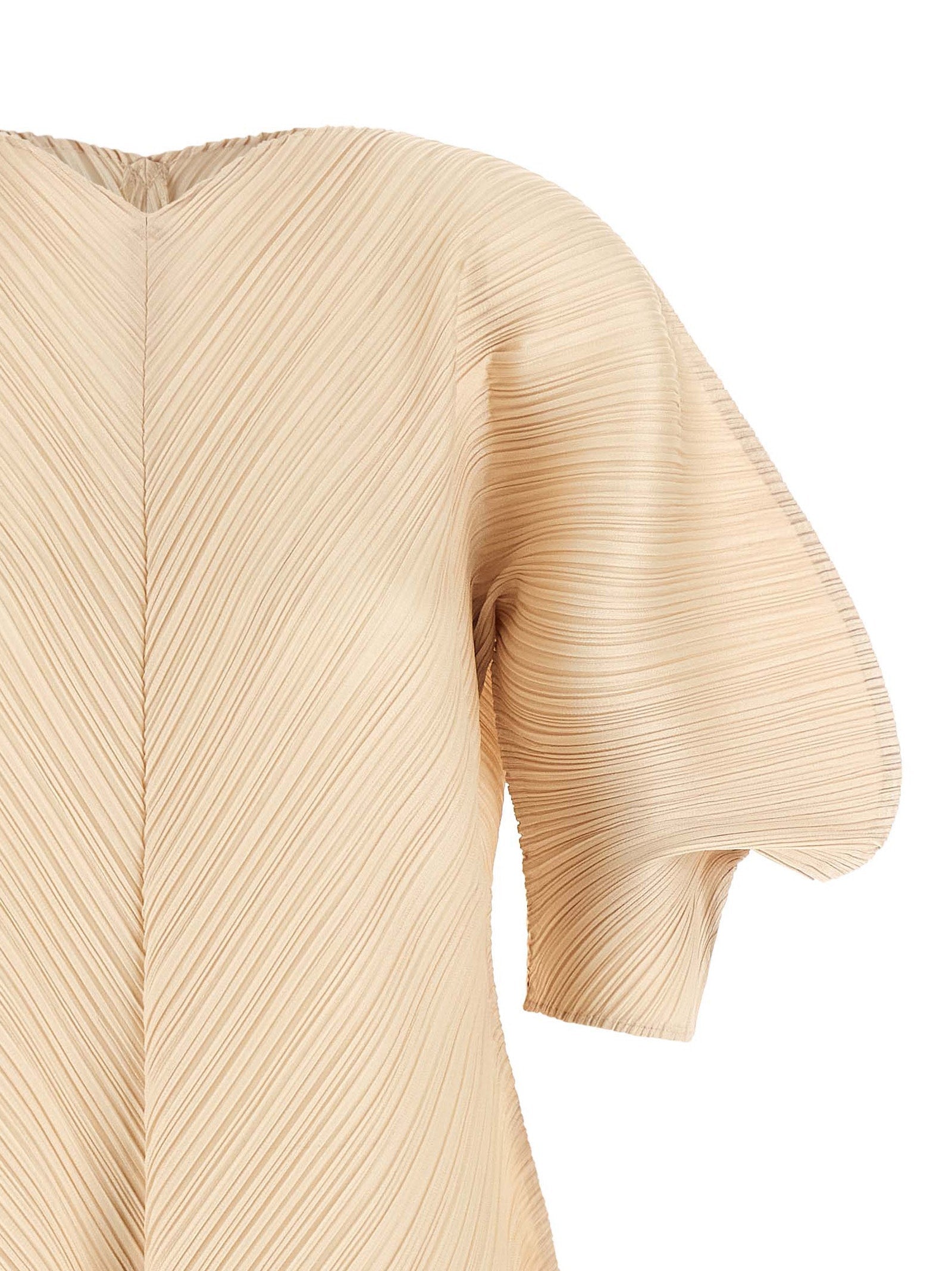 PLEATS PLEASE ISSEY MIYAKE Beige Polyester Midi Dress
