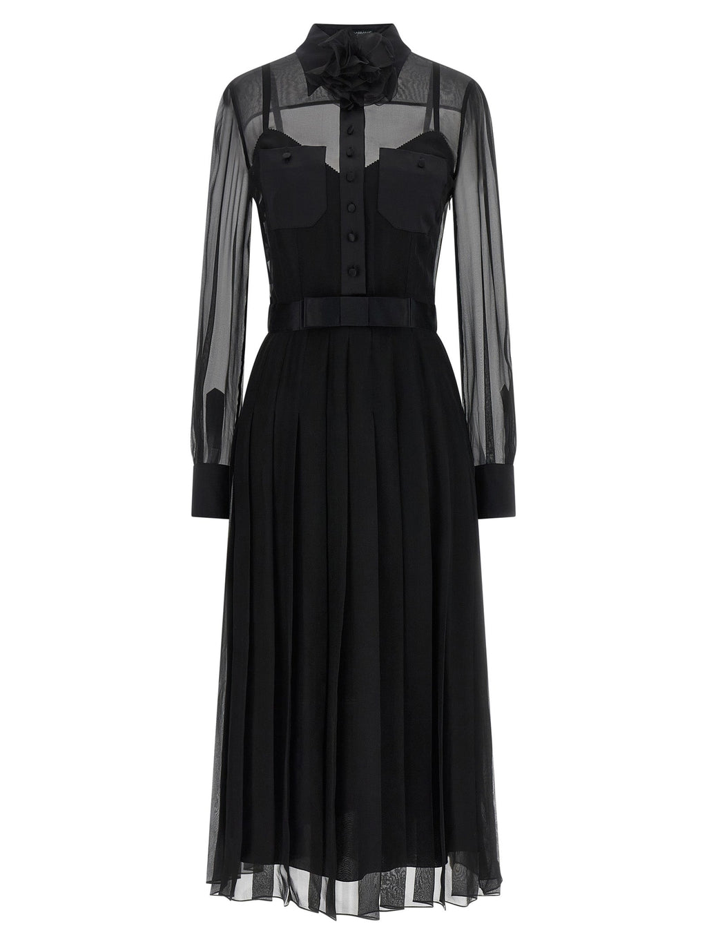 Dolce & Gabbana Black Silk Midi Dress
