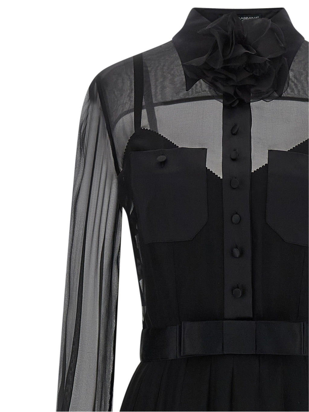 Dolce & Gabbana Black Silk Midi Dress