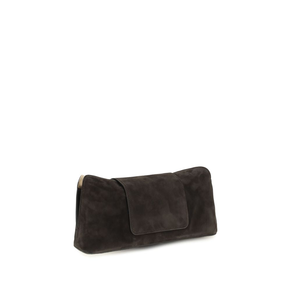 Versace Brown Calf Leather Bos Taurus Clutch Bag