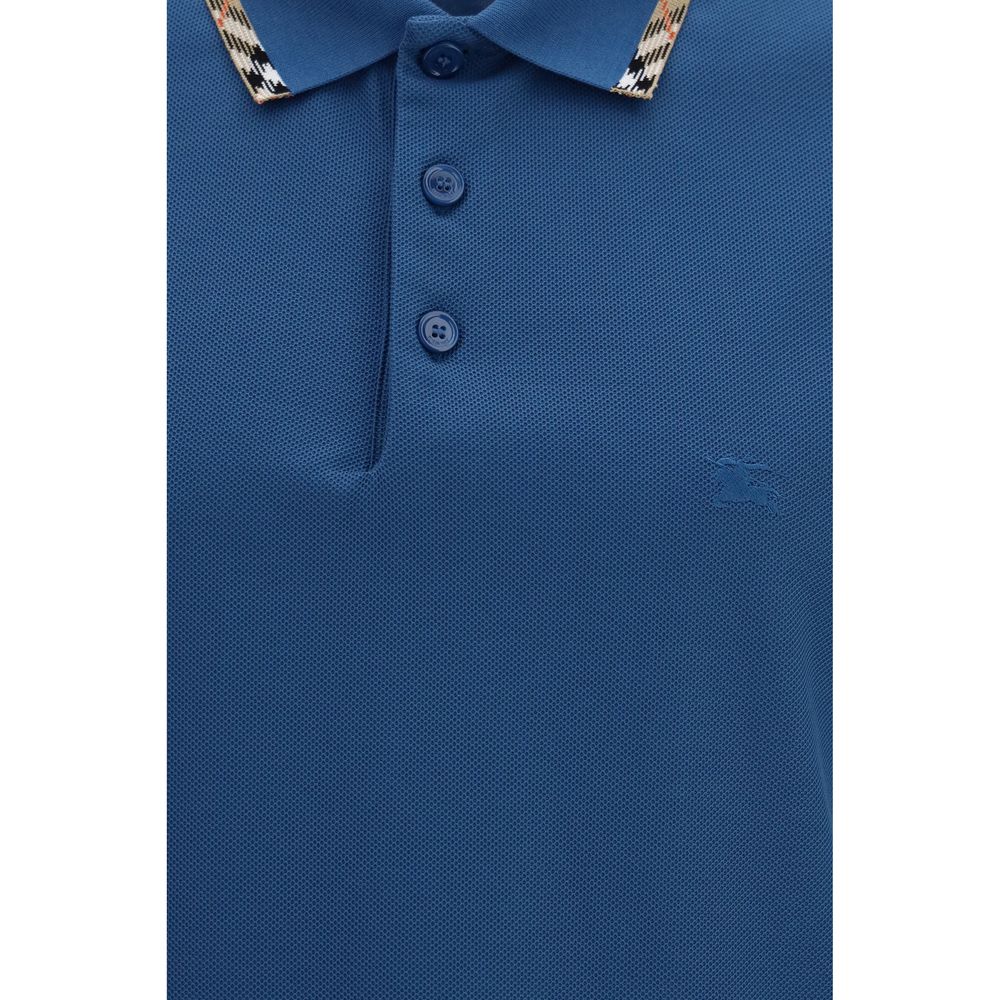 Burberry Blue Cotton Polo Shirt Burberry