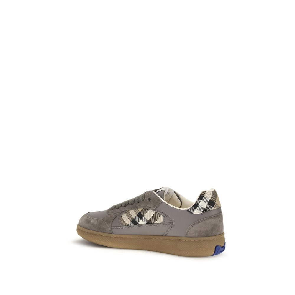 Burberry Gray Calf Leather Bos Taurus Low Top Sneakers