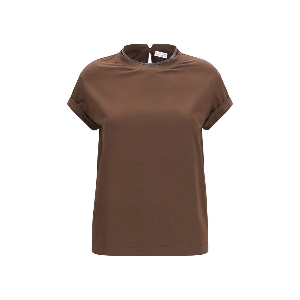 Brunello Cucinelli Brown Elastane T-Shirt