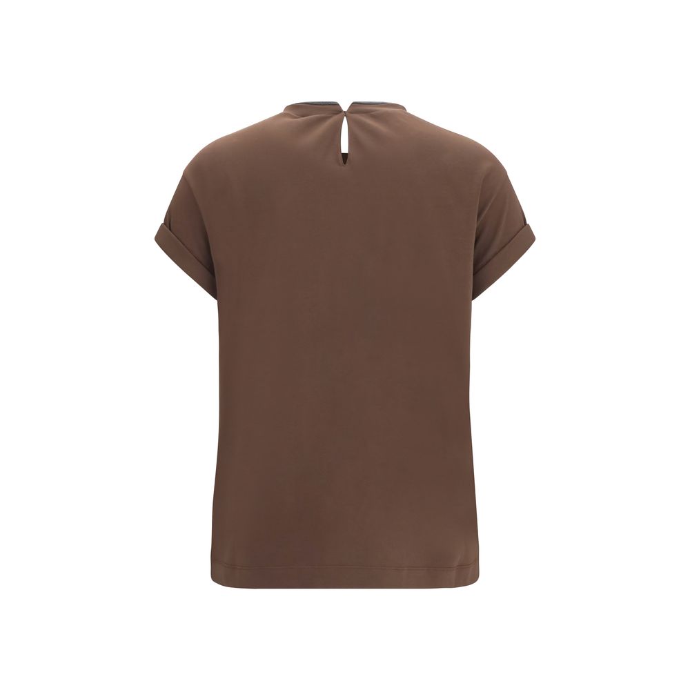 Brunello Cucinelli Brown Elastane T-Shirt