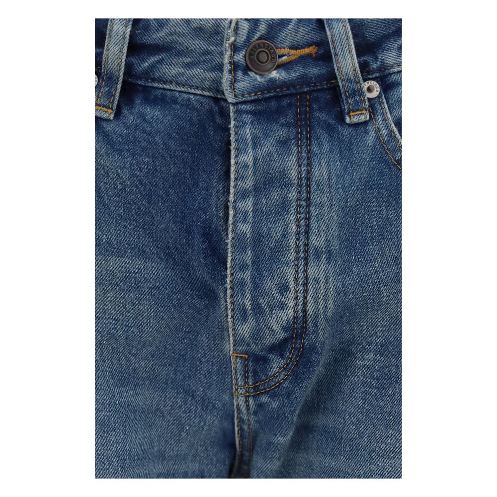 Balenciaga Blue Cotton Straight-Leg Jeans