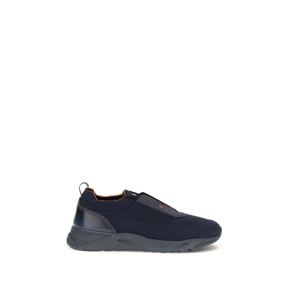Santoni Blue Fabric Athletic Sneakers
