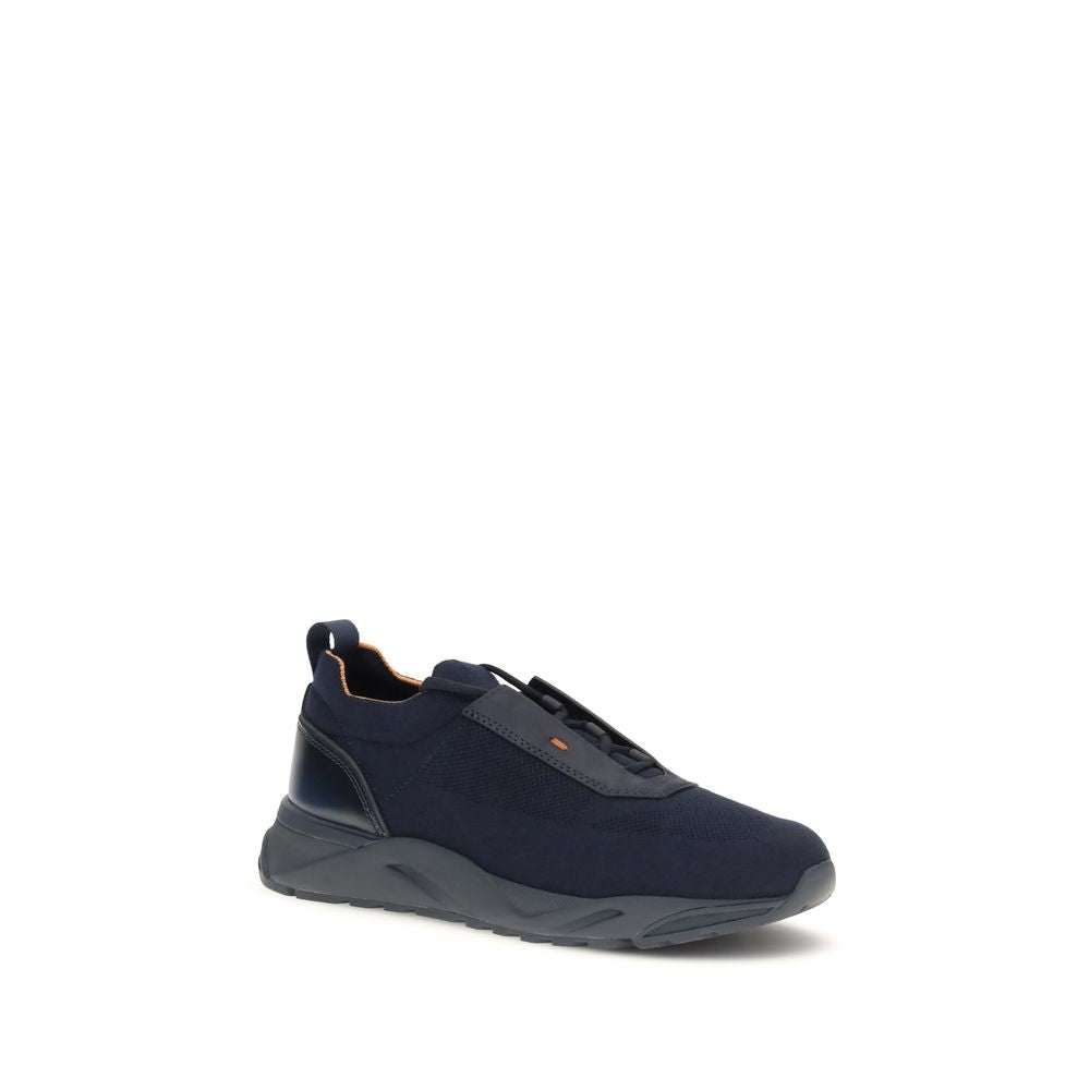 Santoni Blue Fabric Athletic Sneakers