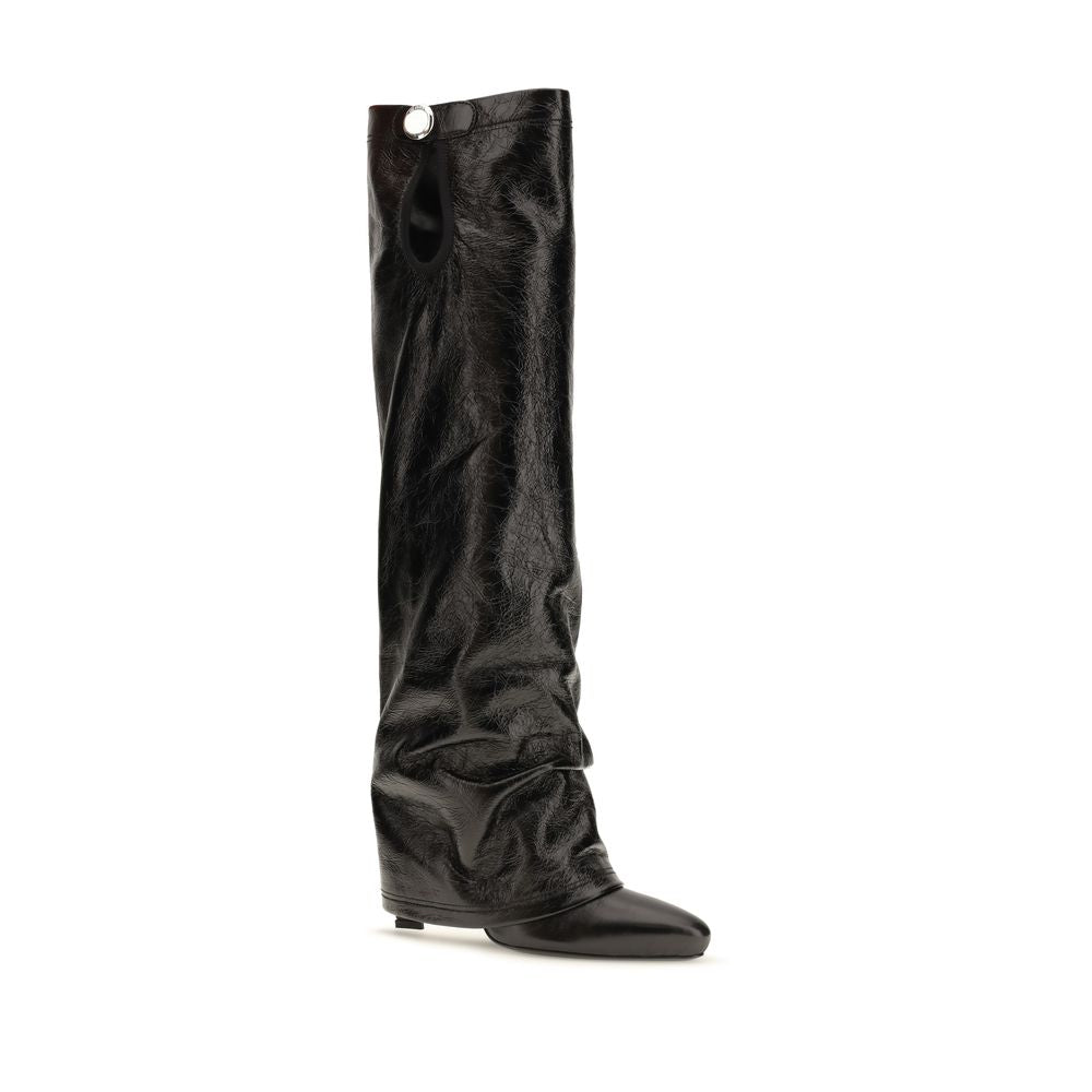 The Attico Black Calf Leather Bos Taurus Ankle Boots