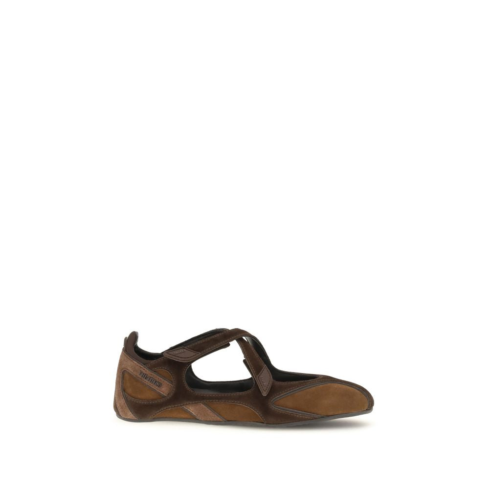 The Attico Brown Calf Leather Bos Taurus Ballet Flats