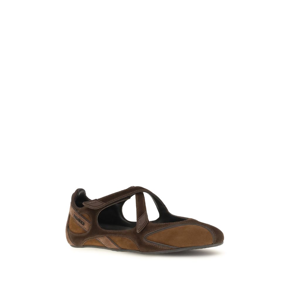 The Attico Brown Calf Leather Bos Taurus Ballet Flats