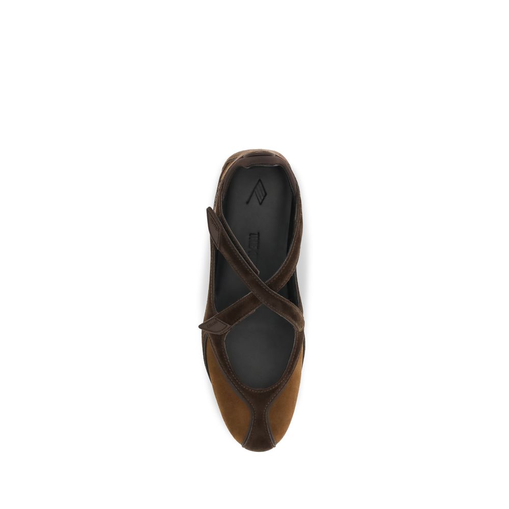 The Attico Brown Calf Leather Bos Taurus Ballet Flats
