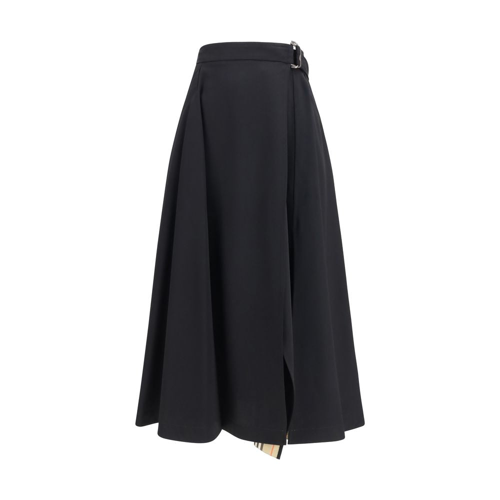 Burberry Black Wool Oves Aries Midi Skirt