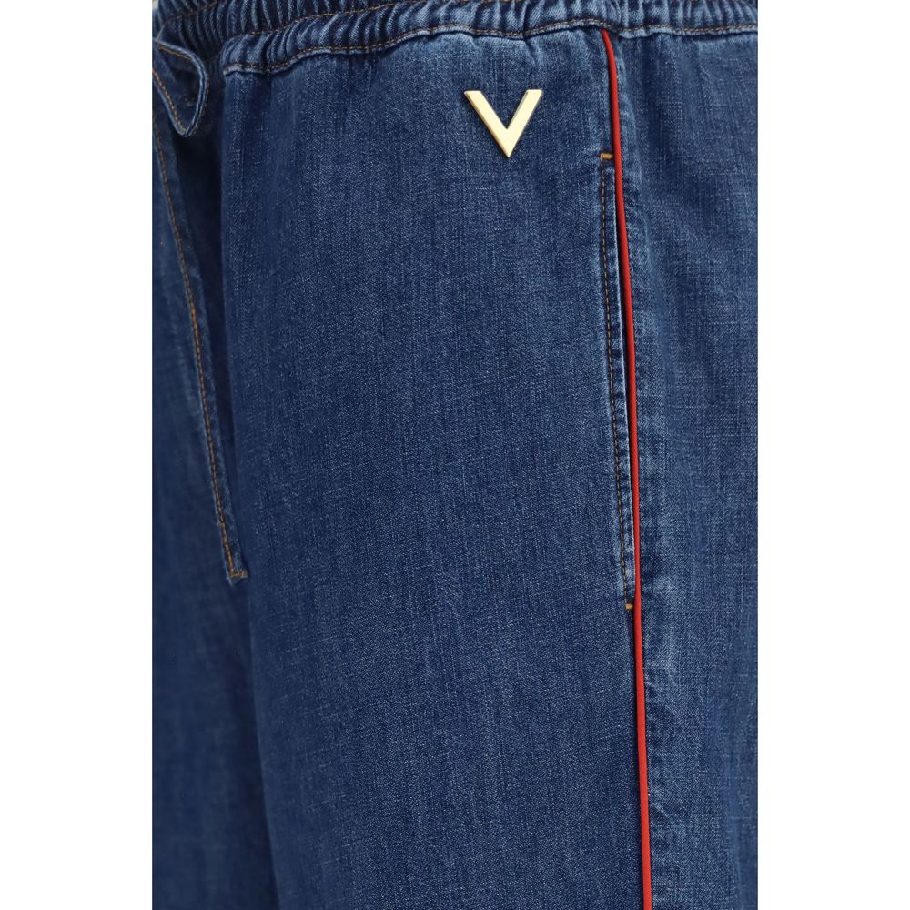Valentino Garavani Blue Polyester Casual Pants