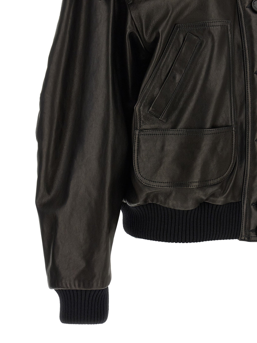 The Attico Black Lamb Leather Leather Jacket