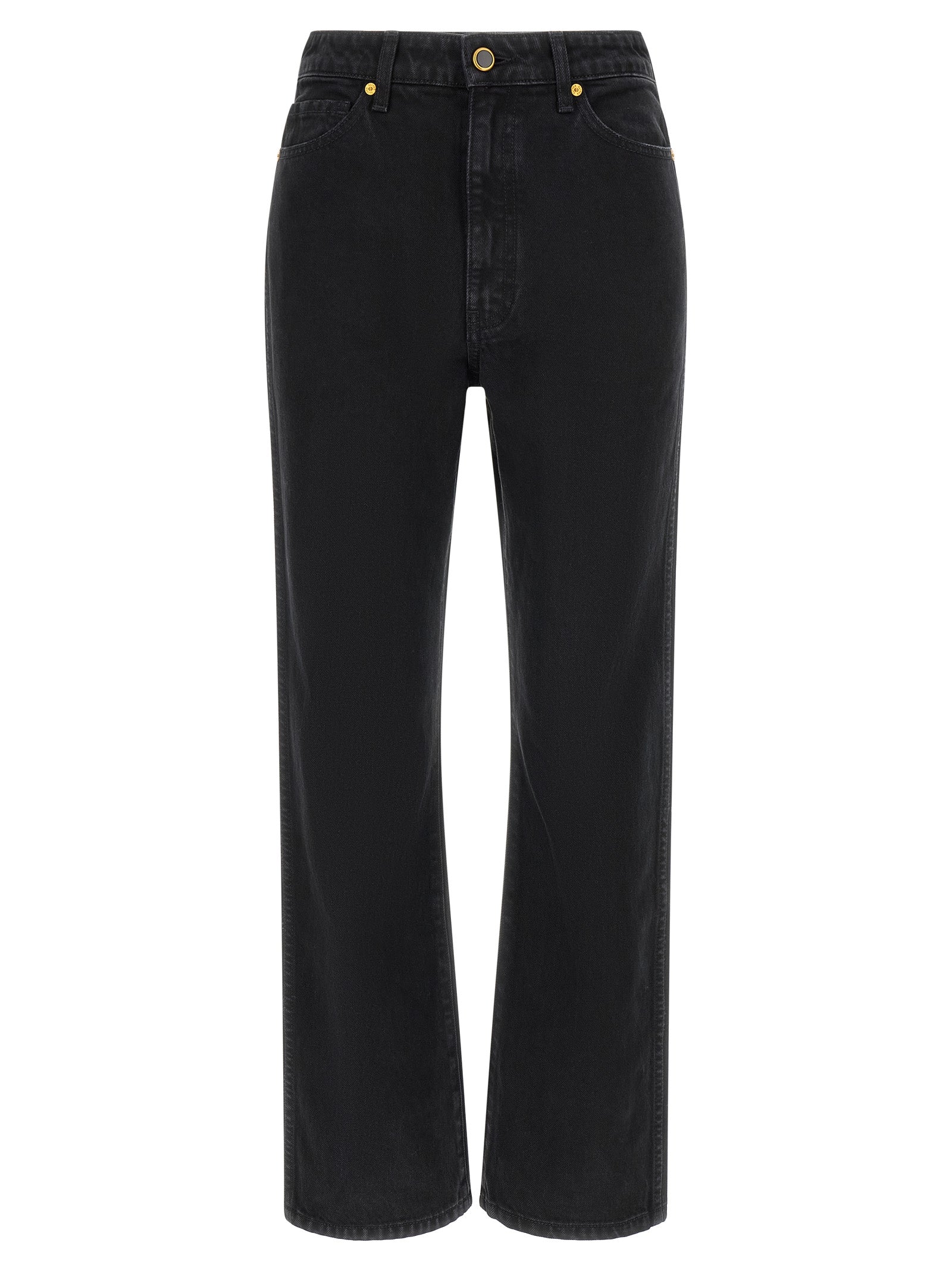Khaite Black Cotton Flared Jeans