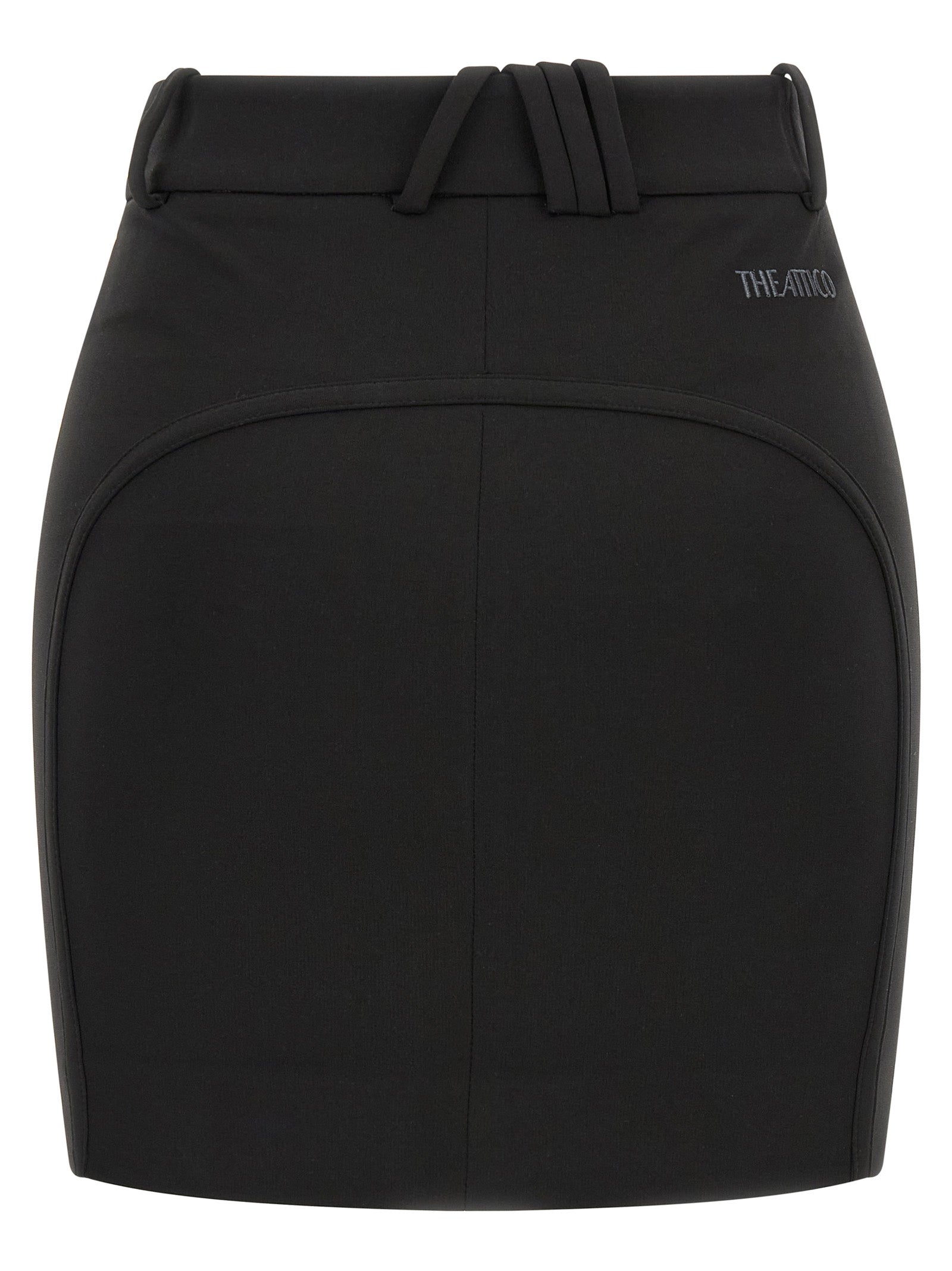 The Attico Black Viscose Long Skirt