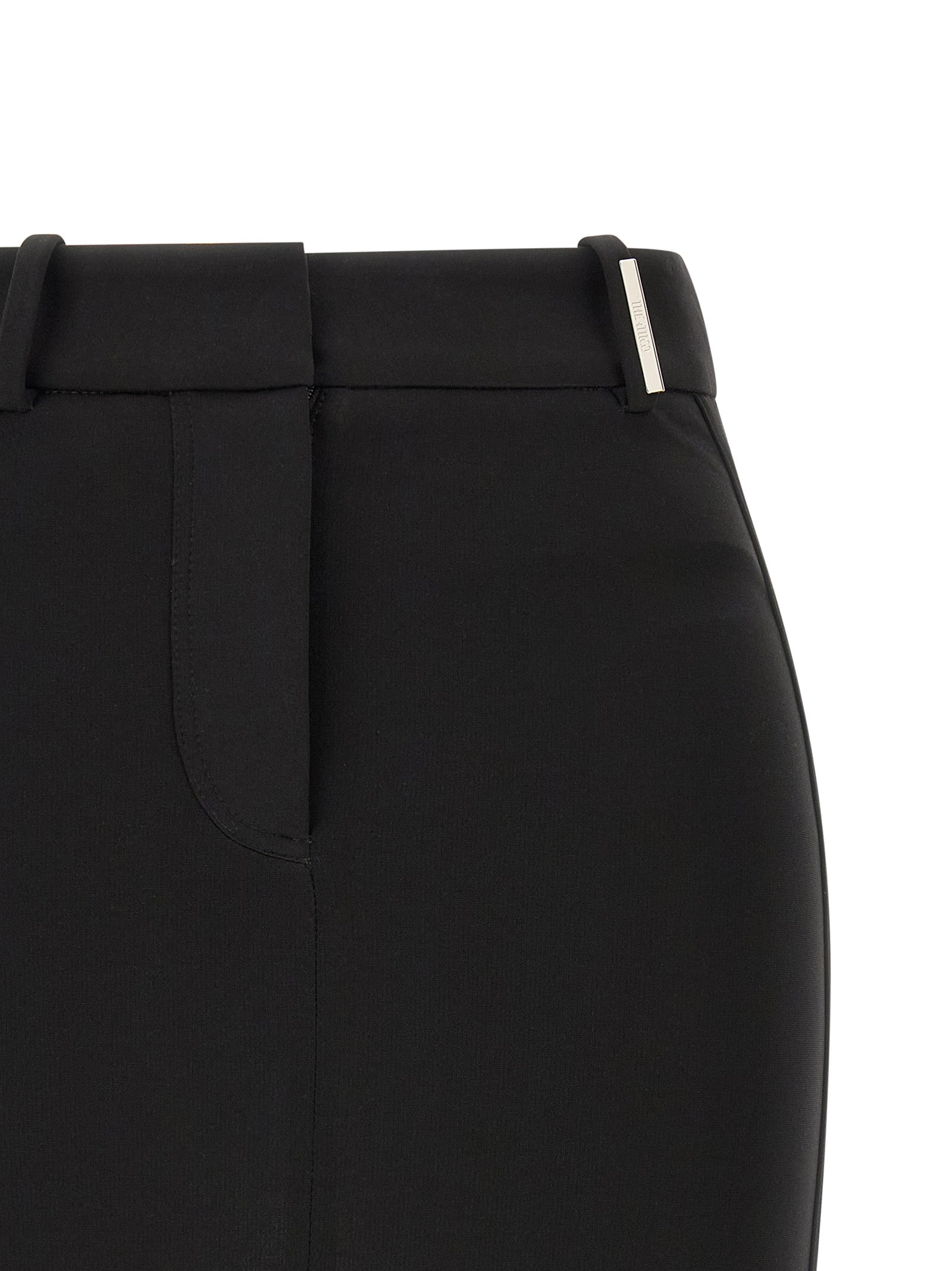 The Attico Black Viscose Long Skirt