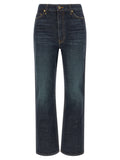 Khaite Blue Cotton Flared Jeans
