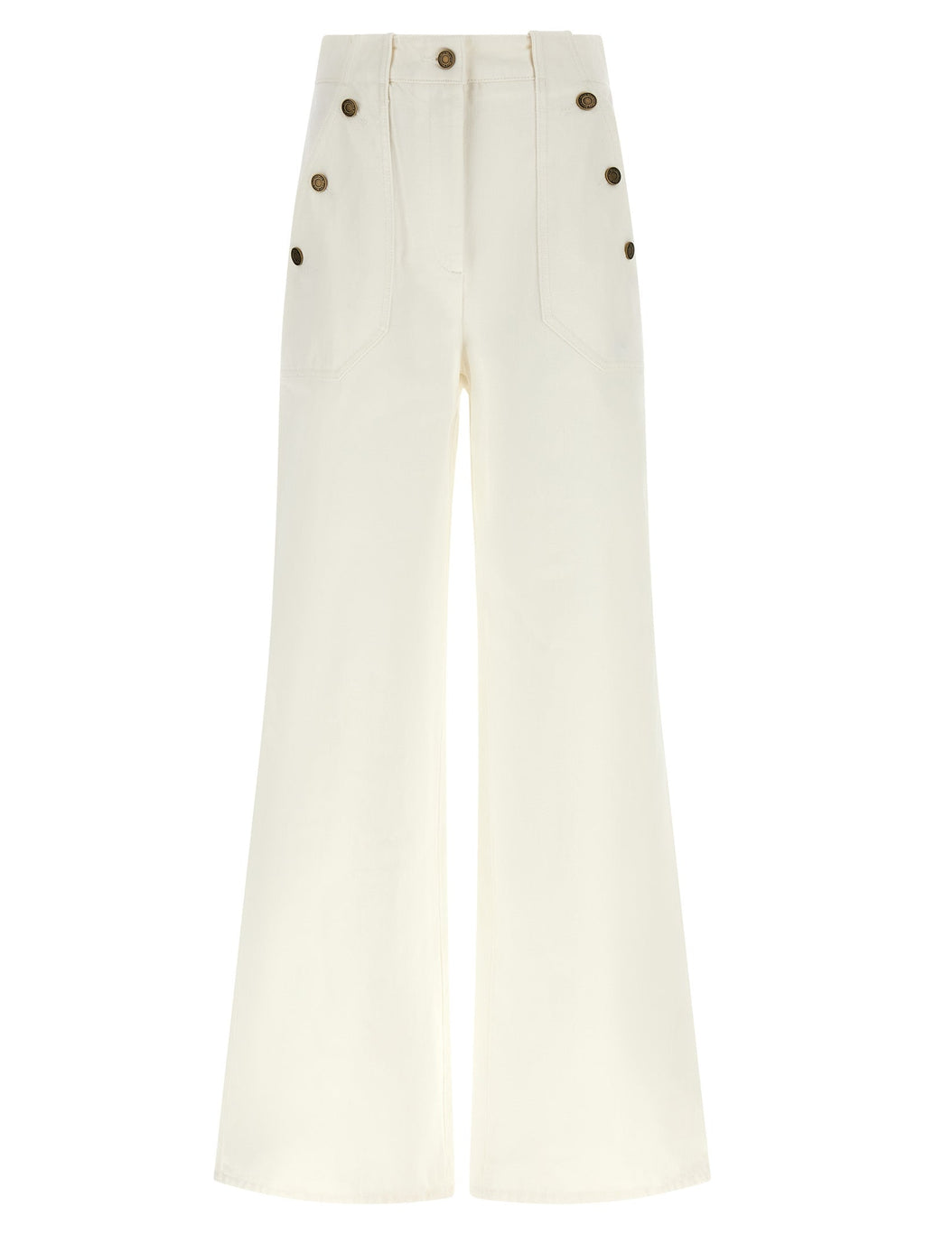 Max Mara White Cotton Flared Pants
