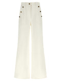 Max Mara White Cotton Flared Pants