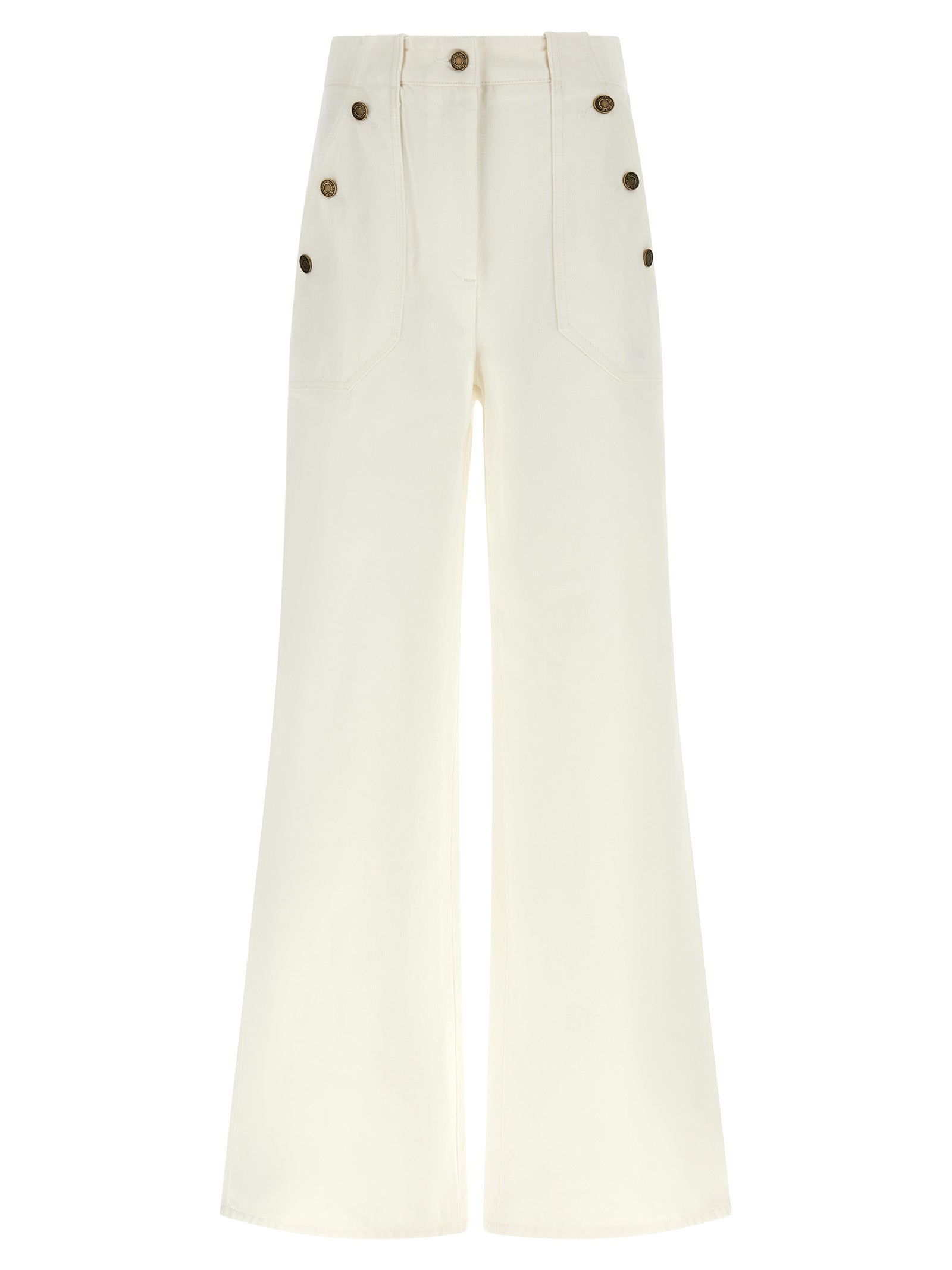 Max Mara White Cotton Flared Pants