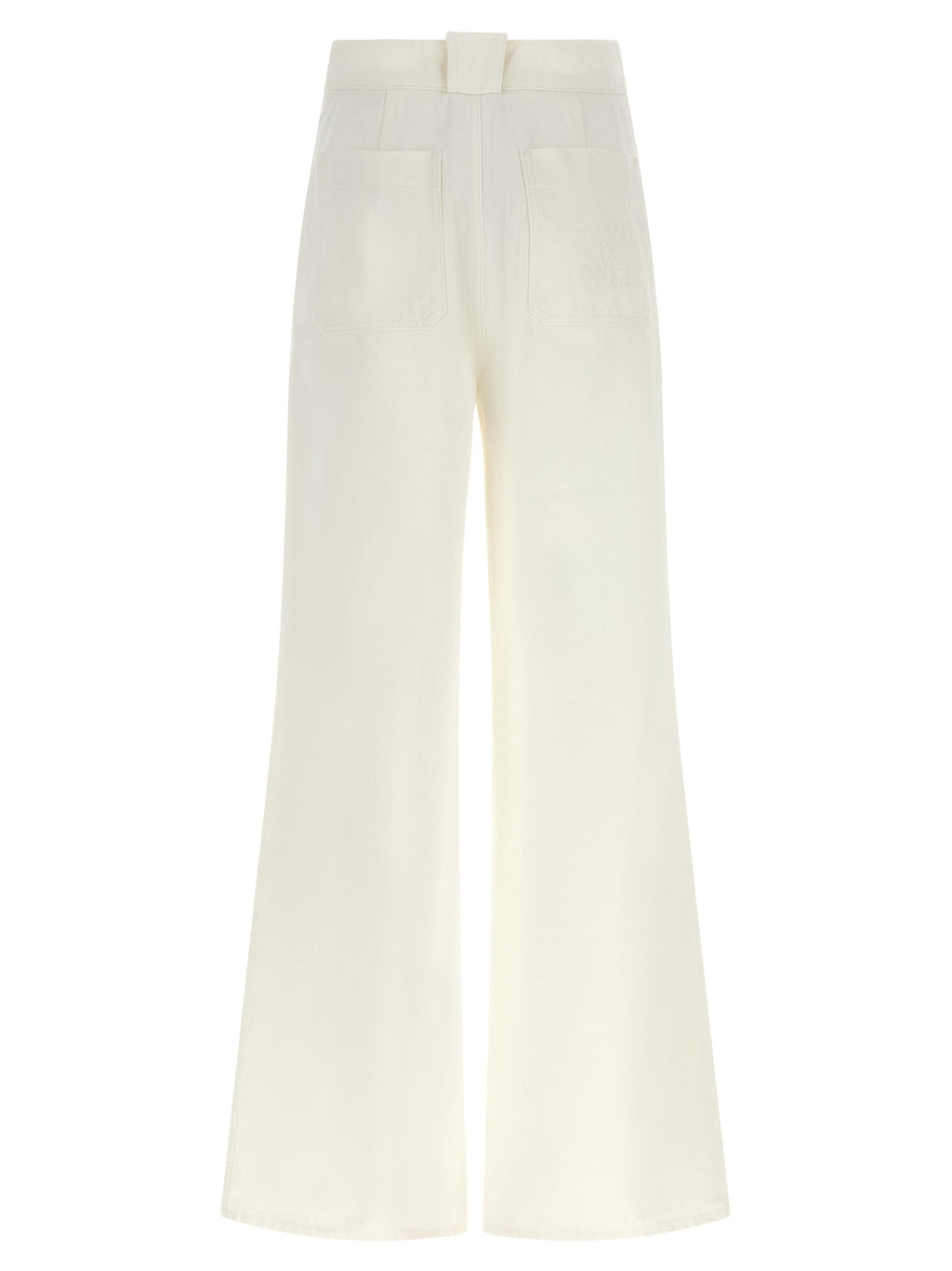 Max Mara White Cotton Flared Pants