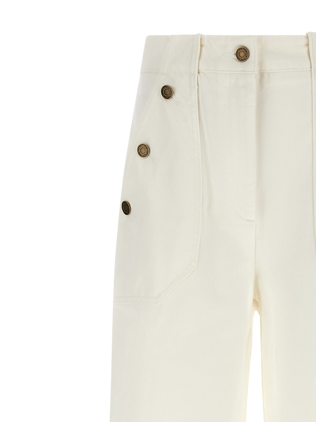 Max Mara White Cotton Flared Pants