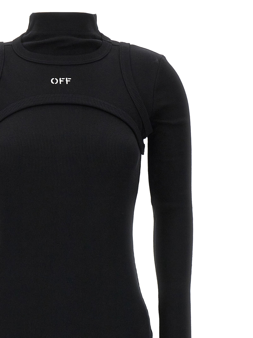 Off-White Black Cotton Midi Dress