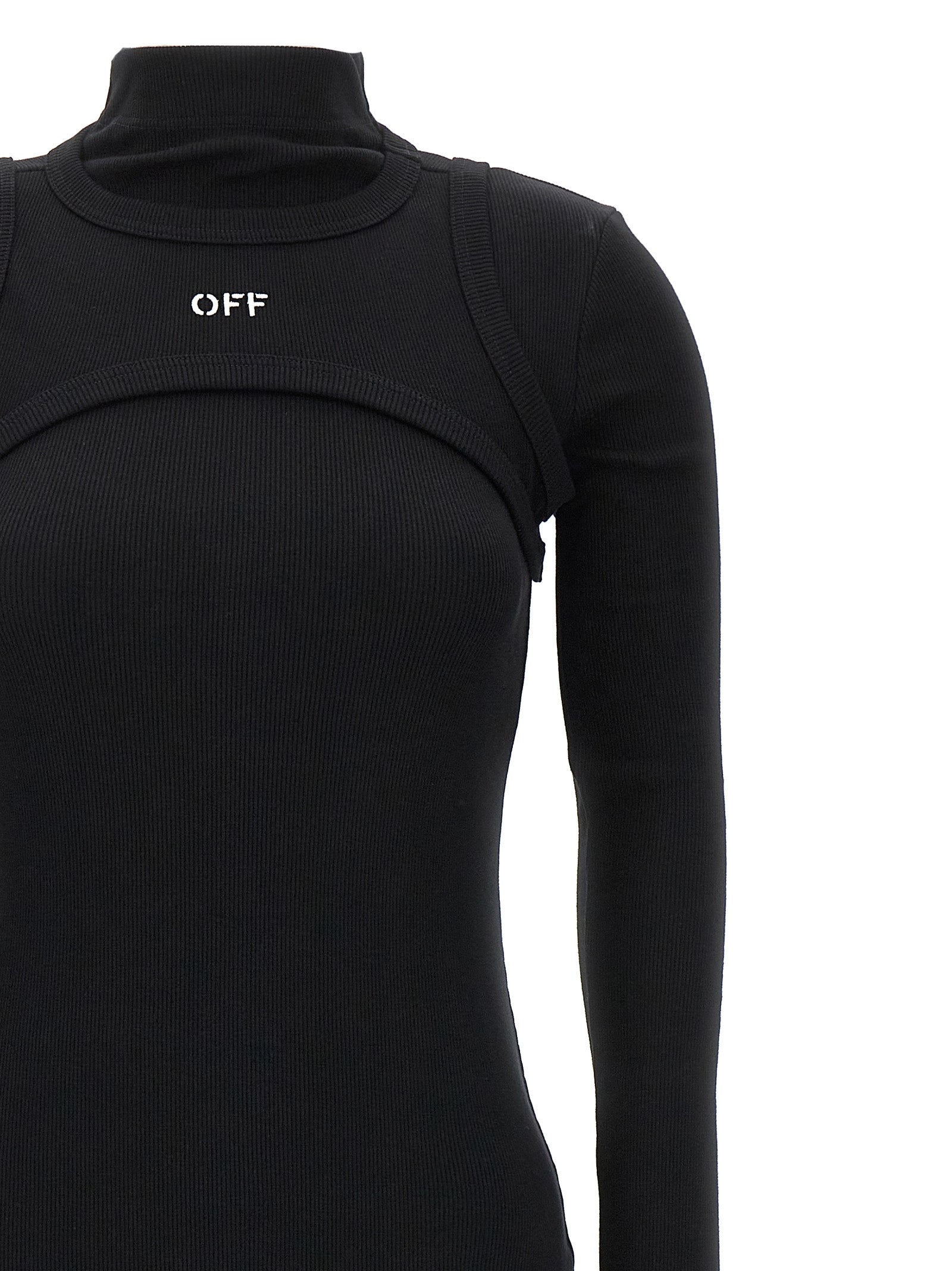 Off-White Black Cotton Midi Dress