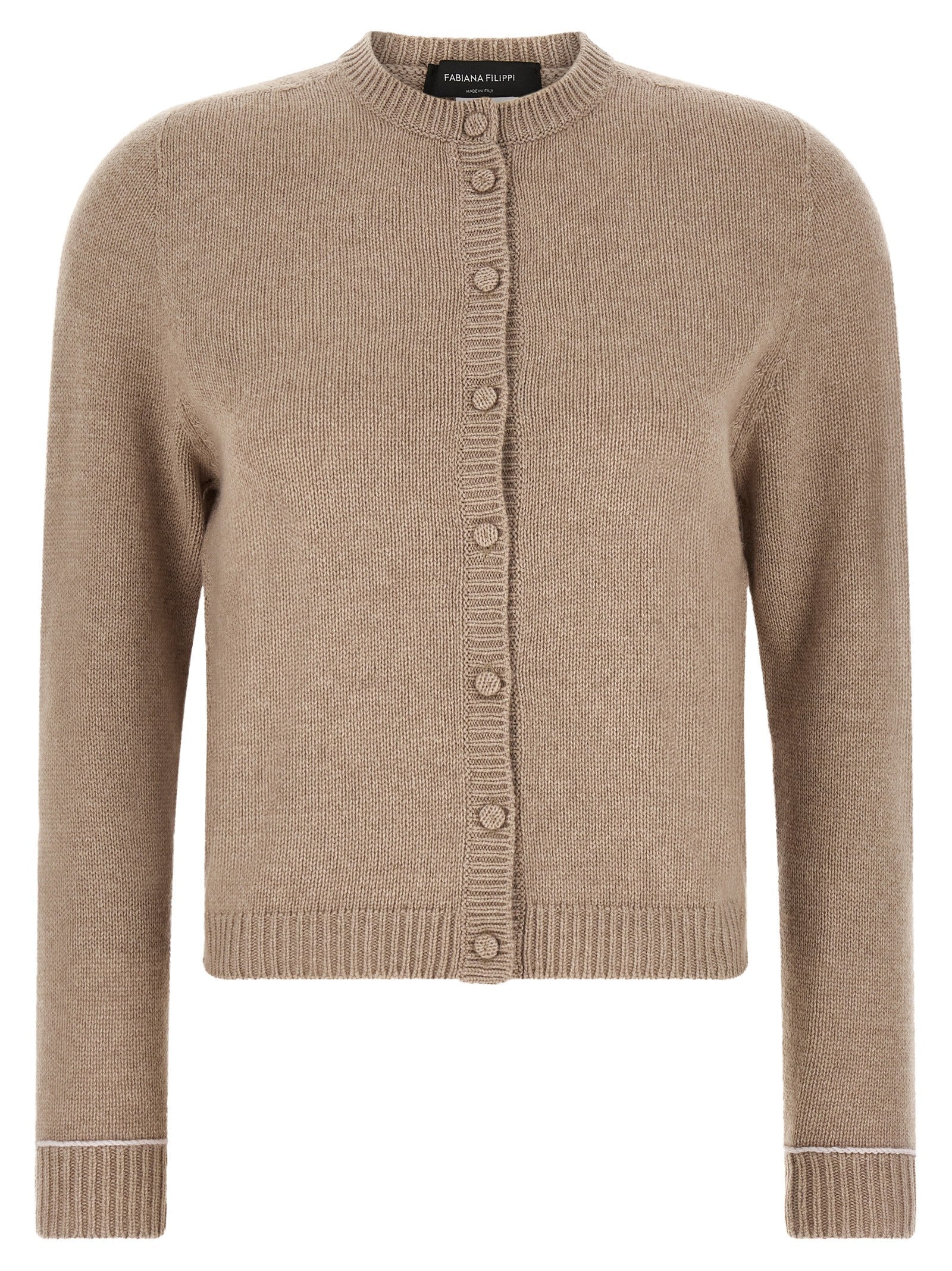 Fabiana Filippi Beige Virgin Wool Cardigan