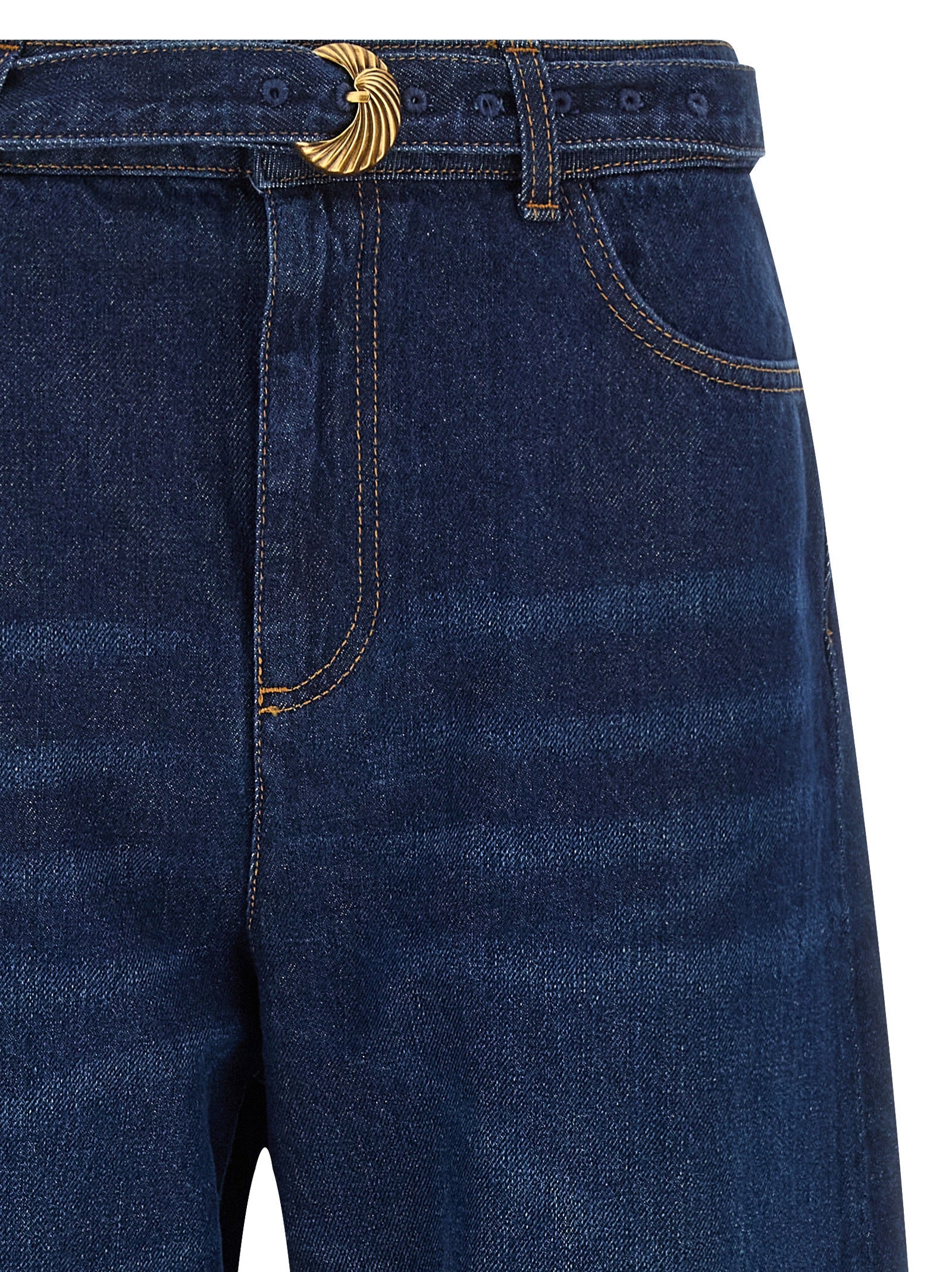 Twinset Blue Cotton High-Waisted Jean