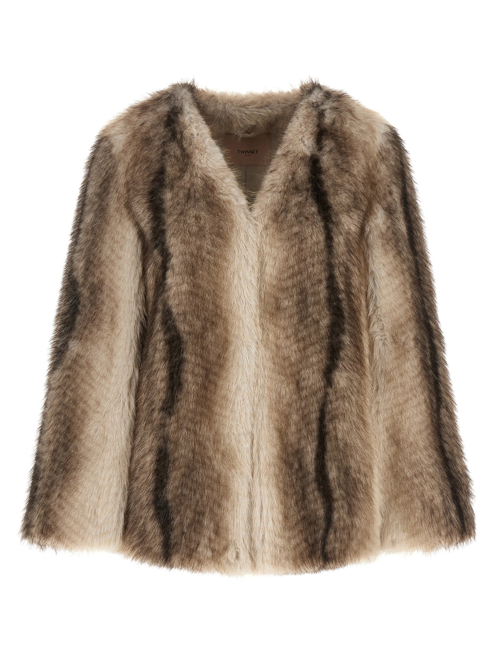 Twinset Brown Polyester Full-Length Jacket