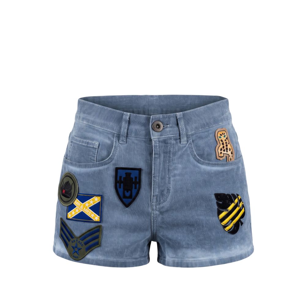 Mr&Mrs Italy Blue Cotton Women Shorts
